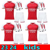 Kids Kit çorapları Arsen Futbol Forması Evde 23 24 Topçu Odegaard Thomas Pepe Saka Tierney Henry Willian Smith Rowe 2023 2024 Futbol Gömlek Çocuk Setleri Üniforma