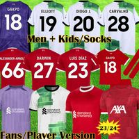 S - 4XL 23 24 Soccer Jerseys Gakpo Darwin 2023 2024 Mohamed Luis Diaz Alexander Arnold Football Kit Tops Men Kids Mone