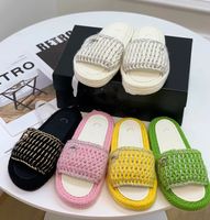 Designer Chain Woven Slippers Female Summer Outside Wear Pla...