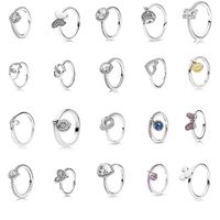 925 STERLING Gümüş Pandora Yüzüğü Parlak Aşk Kelebek Stili Moda Mizaç Çiftleri Klasik Takı Ücretsiz Teslimat