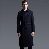 Männer Trenchcoats Lange Wollmantel Männer Mode Zweireiher Kleidung Für Herbst Winter Osteuropa Windjacke Mann