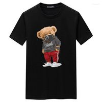 Camisetas de camisetas masculinas máscara esportiva urso impressão de urso curto shirt masculino de verão meio-manga de verão Casual Men Shirt