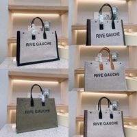 Rive Gauche Totes Designer Borse Donna Shopping Bag Borsa da spiaggia Borse in tessuto di cotone Borsa per maglieria di alta qualità