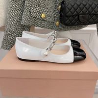 فاخرة ديسور جلدية أصلية باليه فلاتس لؤلؤة ماري جينس سلسلة ربيع الخريف تصميم أحذية مربع إصبع القدم حزام حزام أنثى حذاء 2023 zapatillas mujer