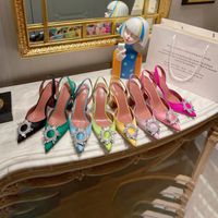 Begum Slingback Satin Pumps Sandals Women Shoes Crystal Embe...