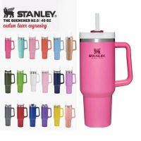 Com o logotipo de Stanley, 40 onças de copos de copos com alça com maçaneta de aço inoxidável com tampas de aço inoxidável e canudos de grande capacidade canecas de canecas de café Termos de copo 0531