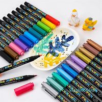 36 Colors Paint Pens Acrylic Markers Set or Rock Painting Glass Wood  Porcelain Ceramic Fabric Paper