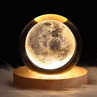 Night Lights Crystal Ball Night Lights Glowing Planet Galaxy Astronaut 3D Moon Table Lamp USB Atmosphere Lamp Tabletop Decorations Kid Gifts P230331