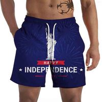 Pantalones cortos para hombres pantalones de playa para hombres casuales 3d 4 de julio Patrón de bandera de la bandera Retro Bajas de natación debajo de la rodilla