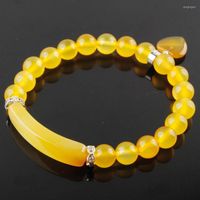 Strand YOWOST Natural Stone Beads Yellow Agate Bracelets Hea...