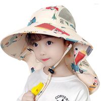 Boinas Summer Baby Hat Big Brim Bucket Sombreros para niñas para niñas Sol Capítulo Niños Panamá al aire libre con chal