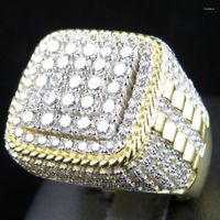 Küme halkaları erkekler hip hop yüzüğü agresif kişilik insan için tam elmas 18k altın 7-12 beden moda takı