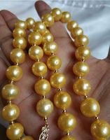 Цепи Потрясающие 18 "11-12 мм настоящие натуральные южные золотые жемчужные ожерелья для женщин роскошные украшения