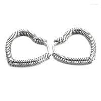 أقراط Hoop Real 925 Sterling Silver Moments Heart Charm for Women Teen Girls Fine Jewelry Brincos Wholesale 2023