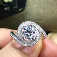 Cluster Ringe Einzigartig über Ring Weißgold gefüllt Zirkonia Verlobung Ehering für Frauen Brautmode Schmuck Geschenk