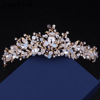 Clips de cheveux Barrettes Janevini Baroque Rhingestone Bridal Crown Gold Perles Accessoires pour femmes Pièce de mariage Partage d'anniversaire