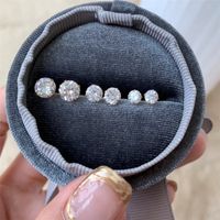 3-6 mm de lujo 925 diseñador de plata esterlina arete de tachuelas redondas para mujer fiesta de niñas 5a circonio cúbico diamante blanco de 18 km pendientes de tachuelas de oro