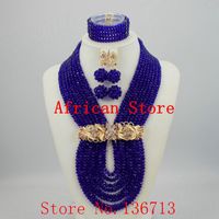 Boucles d'oreilles de collier ensembles de perles africaines charmantes cristaux de mariage nigérian J814-4