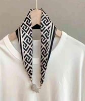 Дизайнерский шелковый шерный шарф темперамент магнитный ожерелье из пряжки