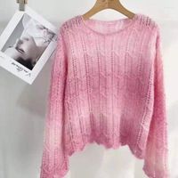 Women' s Sweaters Mohair Rainbow Style Fake Sweater Wome...