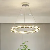 Avizeler Modern Kristal Yüzük Led Avize Villa Villa Oturma Odası Mutfak Dikdörtgen Altın Loft Asma Işık Fikstür