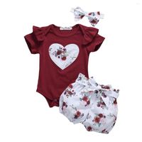 مجموعات الملابس Citgeesummer Toddler Baby Girl Bodysuit Tops Heart Floral Pants Outside Comband Shorts Sunsuit مجموعة ملابس