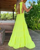 Casual Dresses 2023 Summer Sexy Plunge Tied Detail Backless ...