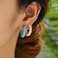 Hoop Earrings Fashion Enamel Color Twist Round Circle For Wo...