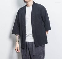 Giacche da uomo camicia in lino in cotone uomo cinese streetwear kimono cappotto cardigan vestiti di novità