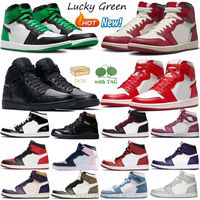 Lucky Green Jumpman 1 Hombres Mujeres zapatillas de baloncesto con prototipo de caja Toe Royal Triple Black Denim Sneakers tamaño 36-47