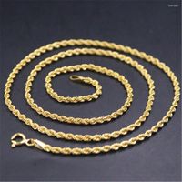 Цепочки Real Au750 Pure 18k желтого золотого цепочка Женская веревка веревки 2,6 г 17,9 дюйма