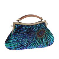 Evening Bags Retro Craft Beaded Peacock Feather Pattern Wome...