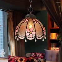 Подвесные лампы средиземноморский розовый настроение Художественное окно -люстра Творческий балконный батон