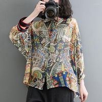 Women' s Blouses Creative Abstract Printing Women Shirts...