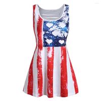 Casual Dresses 4th Of July Patriotic Decor American Flag Hea...