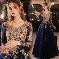 Ethnic Clothing Women Blue Floral Embroidery Long A- line Tul...