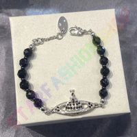 Saturn Black Onyx bracelet with box pearl beaded strand diam...