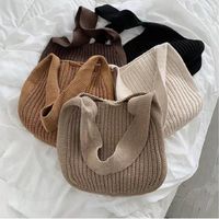 Сумки для покупок ретро женская шерстяная вязаная сумка для плеч корейская модная хлопковая ткань девушки для магазина