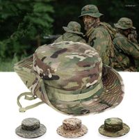 Berets Man Camouflage Boonie Hat Tactical Us Army Bucket Hats Summer Men's Jungle Heaking Travel Travel Climbing Camo Sun Caps
