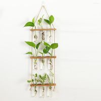Vases 3 Tiered Wall Hanging Test Tube Hydroponic Plant Propa...