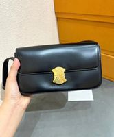 Smooth Cowhide Bag Cuir Handbag Golden Chain Shopping Bags L...