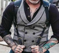 Suspenders Vintage Leather Vest Straps Braces Suspender Men ...
