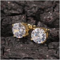 Stud Mens Hip Hop Earrings Jewelry High Quality Fashion Round Gold Sier Simated Diamond Earring For Men 1233 E3 Drop Delivery Dhgarden Dhlxf