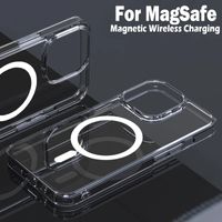 İPhone 14 13 12 11 Pro Max 14 için yeni moda manyetik kasa magsafe şeffaf, açık yumuşak silikon kablosuz şarj kapağı