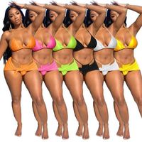 Summer Beach Mayo Kadınlar için Seksi Bikini 3 Parça Kıyafetler Set Tasarımcı Mayo Takımları Plaj Giyim Giysileri