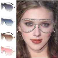 Nuevas gafas de sol uñas de arroz unisex lentes siameses anti-v espectáculos personalidad marco de gran tamaño anteojos ornamentales