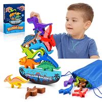 공룡 장난감 나무 블록 스태킹 몬테소리 장난감 밸런스 경쟁 게임 가족 부활절과 아이들을위한 생일 선물