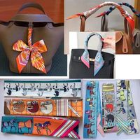 Free Shipping 6pcs Lots Women's Twilly Bag Handle Wrap Silk Scarf