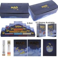 Mad Labs 0.8ml 두꺼운 오일 왁스 용 vape 카트리지 510 스레드 전자 담배 패키징을위한 화이트 골드 세라믹 카트리지
