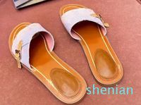 Designer di pantofole da signore Mid tallone in pelle sexy sandali cotti grossi sandali all'aperto flip flop 0508